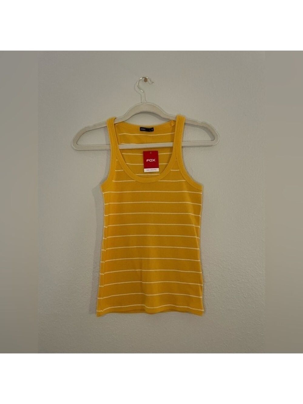 Fox Stripes Ribbed Tank Top Sz S NWT
